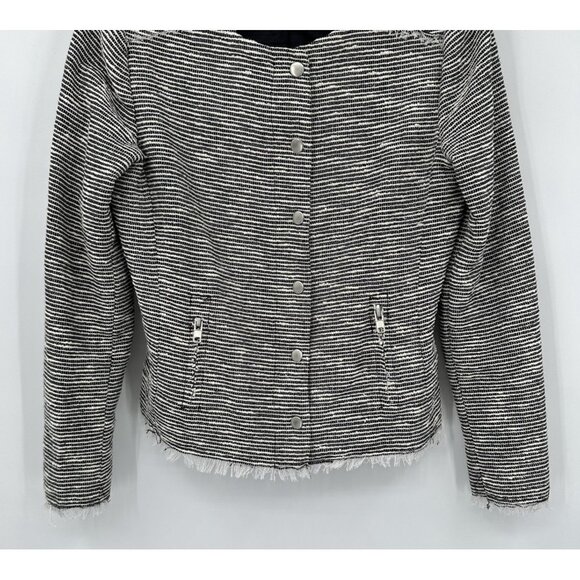 KENNA T jacket blazer cropped striped lightweight career office black white S - Picture 3 of 7